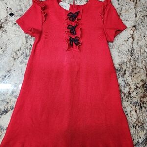 Gucci Red Kids Dress with Navy Blue Bow Details